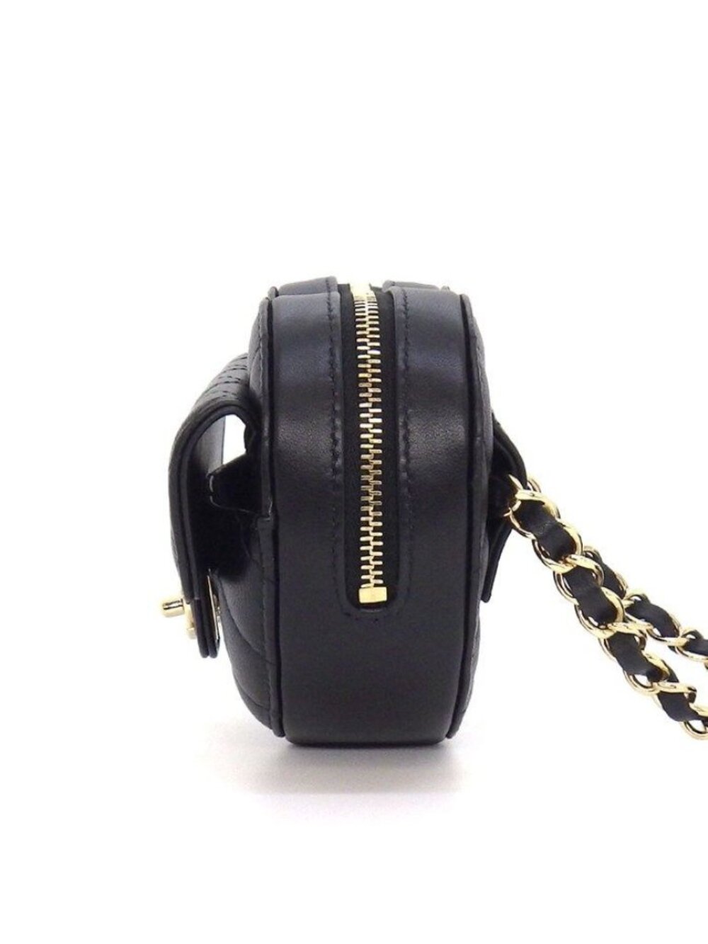 Chanel Shoulder Bag Quilted Heart Chain Onwards Black Bordeaux Lambskin - Picture 3 of 11